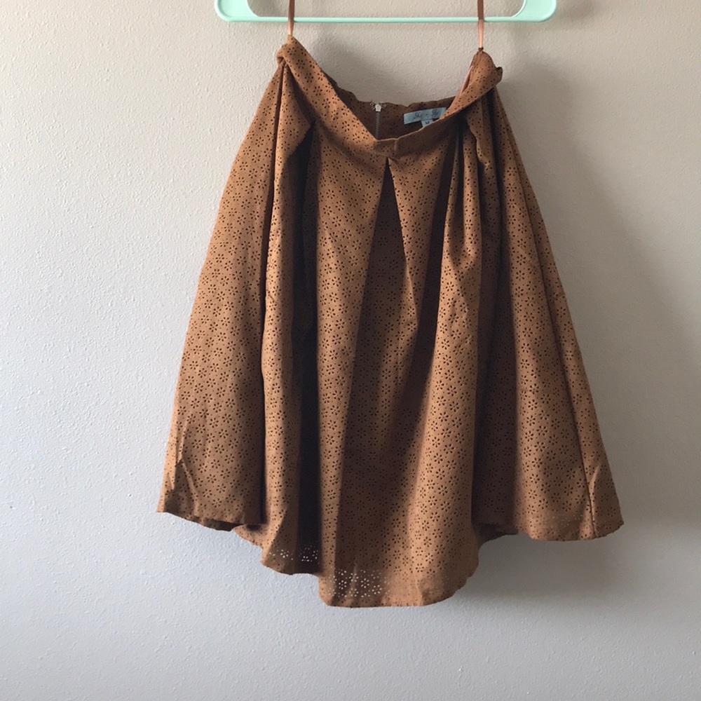 Suede Cut Out Skirt